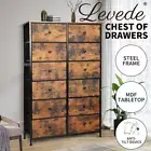 Levede Storage Cabinet Tower Chest of 12 Drawers Vintage Dresser Tallboy Retro
