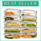 Versatile 10-Pack 35oz Glass Storage Containers - Microwave, Oven & Freezer Safe