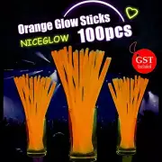 100Pcs Orange Glow Sticks Light Bracelets Disco Party Bulk stick glowsticks AU