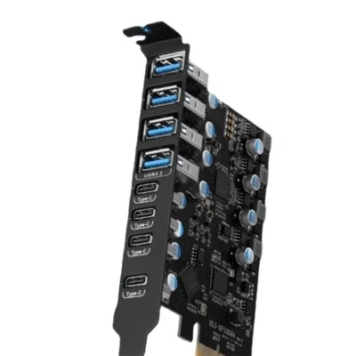8-Port PCIe to USB3.2 Card with 20Gbps Bandwidth 8 Ports 4xType-C 4x USB3.2 3.1