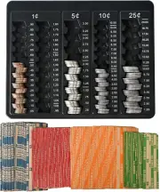 L LIKED 1PCS Black Coin Counter Tray -Change Counter Coin Counting and Sorting T