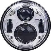 5-3/4 5.75 Motorcycle LED Headlight Compatible with Harley Davidson Dyna Street Bob Iron 883 Sportster Super Wide Glide Low Rider Night Rod Softail Custom Indian Scout Triumph Headlamp-Silver