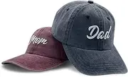 [MMAOLP] Mom and Dad Hats Embroidered Baseball Cap Adjustable Hat for Couples, New Parents, for Him Her, Women & Men