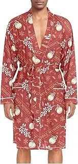 [ZZXXB] Best Wishes Balls Mens Sleepwear Robe Lightweight Nightgown Long Sleeves Spa Bathrobe with Pockets M-XL