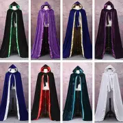 Hooded Velvet Halloween Cloak Cape Wizard Vampire Witch Wedding Gothic Medieval1