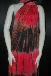 Tie-Dye Rayon Spandex Jersey Knit Fabric Beautiful Stretch knit Red Black 9 oz