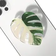 COMMONKUNST Tropical Rare Leaf Plant Multi Functional Collapsible Expandable Mobile Phone Grip & Kicktand (Albo Monstera)