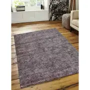 5 x 8 ft. Hand Knotted Gabbeh Silk Mix Solid Rectangle Area Rug, Red & White