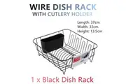 Black Wire Dish Rack Plate Tray Cutlery Holder Metal Bowl Cup Drying Drainer Stand