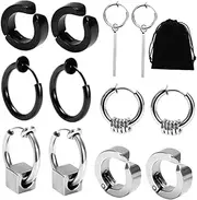 [Healeved] Elegant Men's Earring Backs Set Pairs Clip Earrings Non Piercing Stainless Steel Ear Jewelry