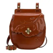 Patricia Nash Rosette Tooled Leather Crossbody-Tan-