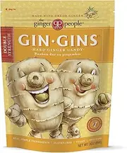 GIN GINS Double Strength Ginger Hard Candy – 100% Natural Candy by The Ginger People – Individually Wrapped Healthy Treats - Made with the Fresh Rhizome – Double Strength Flavor – 3oz Bag – Pack of 12