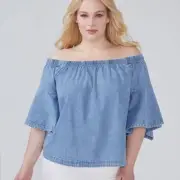 Lane Bryant Off-The-Shoulder Denim Top Plus Size 22/24 NWT*