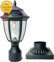 Solar Post Lamp Lights Dusk to Dawn Post Light with Pier Mount Base Outdoor Wate