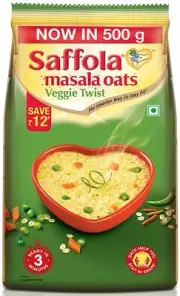 Saffola Masala Oats Veggie Twist, 500 gm (Free shipping world)