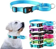 Light Blue Martingale Dog Collar for Large Dogs, Reflective Nylon Dog Collar Adjustable No Pull Dog Choker Collars Martingale Training Collar for Medium Large Dogs,XL