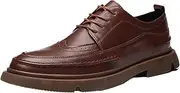 [Generic] Breathable Casual Men's Shoes, Engraved Fashion Men's Footwear Cow Business Carved Shoes Handmade Rubber Outsole(Brown,7 US)
