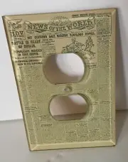 JOHN DERIAN Decoupage Newspaper Glass Light Switch Cover Authentic - New.