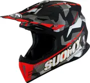 Suomy X-Wing Camouflager, motocross helmet , color: Matt Black/Grey/Red , size: M