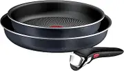 Tefal Ingenio Enjoy L7239043 3-Piece Pan Set 24/28 cm with Removable Handle Light Tech Technology Space Saving Titanium Non-Stick Coating Suitable for All Hob Types