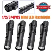 4 PCS Tactical LED Flashlight with Clip Mini Penlight Pocket Portable Torch Lamp