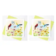 2x Boyle Handmade Paper 15x15cm Quilled Blank Greeting Card w/Envelope Bird Bath