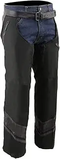Milwaukee Leather Mpm5706 Men's Black Vented Textile Chaps with Leather Trim