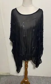 Taking Shape Black Sheer Top Sequins Size L New With Tags RRP $129.95