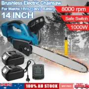 Brushless Cordless Chainsaw 14inch Saw Battery Charger For Makita 18V x2(36V)