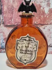 ✅NEW Halloween Witch Potion Bottle – Bat Top, Orange Glass –Deathly Morsels Prop