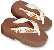 Hajime(一歩) [One Step] [Hajime] Geta Clogs, Soft and Water Resistant, Made of Sponge, XS Light Brown/Large Cherry Blossom x Pink, Large Cherry Blossom x Pink (Daisakura x Pink/XS), Daisakura × Pink, XS(18.5cm)