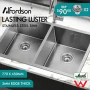 ALFORDSON Kitchen Sink Stainless Steel Drop in Flush Under Mount Basin 770X450MM