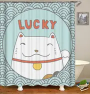 Japanese Lucky Cat Shower Curtain
