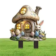 Easter Yard Signs | Mushroom Cottage Decorative Garden Signs Ground Decoration,Yard Stakes Decor Colorful Ground Insert for Flower Beds Courtyards