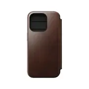 Nomad Leather Folio Case for iPhone 15 Pro - Brown - Horween