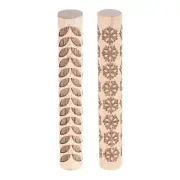 2pcs Wood Roller 10cm Snowflake Leaf Pattern Wooden Pottery Tools