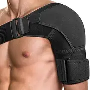 POAGL Shoulder Brace for Men Both Left and Right Arm | Pain Relief Torn Rotator Cuff Compression Support Sleeve Dislocation Stability Immobilizer Stabilizer Bursitis Injury (Black, X-Large)