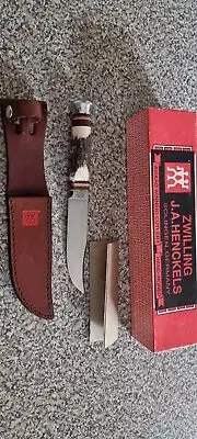 Henckels Bear Hunting Knife HK-506 Unused. Leather Sheath. Solingen