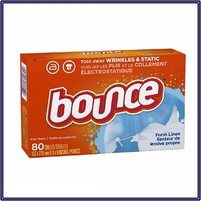 Bounce Laundry Fabric Softener Dryer Sheets 80 Ct Fresh Linen No Wrinkle/Static