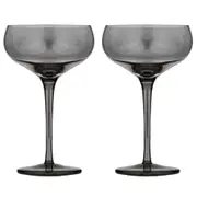 2pc Tempa Verity Drinking Crystal Stemware Coupe Glass Home/Barware Set Smoke