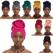 African Flower Hijab Hats Head Cover Caps Bonnet Cancer Chemo Islamic Headwear