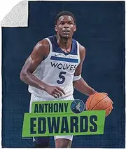 Northwest NBA Minnesota Timberwolves Anthony Edwards Silk Touch Sherpa Throw Blanket, Cozy for All Seasons, Lightweight for Couch, Sofa, Boys Girls Bedding, 50 x 60 inches