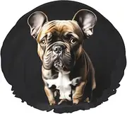 Long Ears French Bulldog Print Shower Cap For Women Men Reusable Lightweight Soft Bath Hair Cap With Elastic Band
