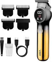 VGR Men's Electric Beard Trimmer with Turbo Mode and Precision Ceramic Blades - Rechargeable Professional Detailer - Cordless Hair Clippers for Stubble, Body Trimming, Golden-black