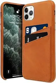 Luckycoin Genuine Leather Case for iPhone 11 Pro Max Handmade, Ultra-Thin Cover, Vintage Top Grain Leather,Wallet with Card Holder for Apple iPhone 11 Pro Max Case (Light Brown, iPhone 11 Pro Max)