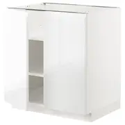 METOD base cabinet with shelves/2 doors, white/Voxtorp high-gloss/white, 80x60x80 cm