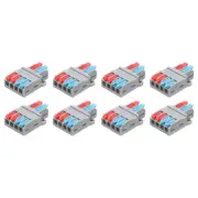 8pcs Din Rail Press Quick Terminal Blocks Splicing Wire Connectors(2 in 4 out)