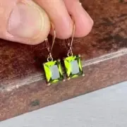 2.34Ct Emerald Lab-Created Peridot Dangle Earrings 14K Yellow Gold Plated Silver