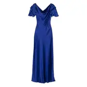 [Alberta Ferretti] Alberta Ferretti Satin Maxi Dress 46 IT BLUE