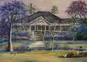 Jacaranda Cottage Queenslander Microfiber Towel Jenny Sanders Art 70*50 cm